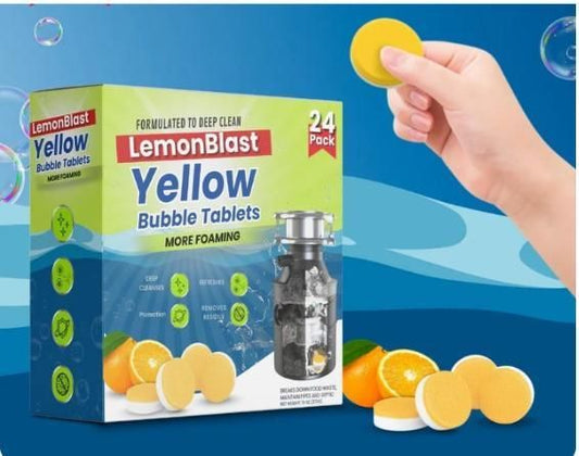 LemonBlast Yellow Bubble Tablets (24 Pieces) – Toilet & Bathroom Cleaning Tablets